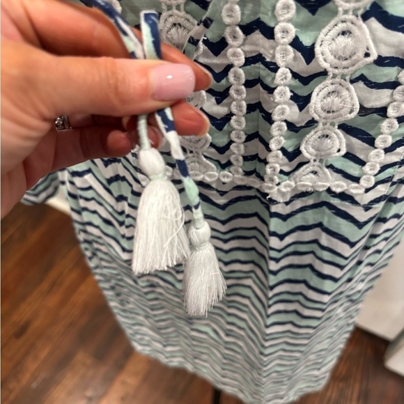 Vineyard Vines Whale Tail Chevron Lace Trim Beach Cover Up Dress Sz Xs Rn134578 - Picture 3 of 6